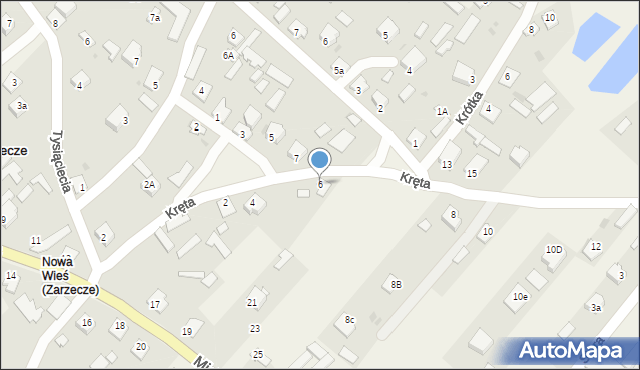 Zarzecze, Kręta, 6, mapa Zarzecze