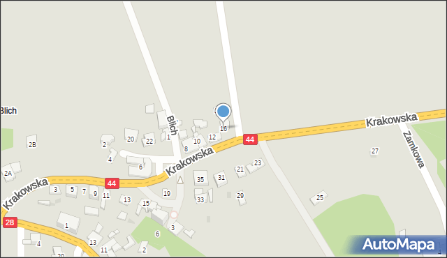 Zator, Krakowska, 16, mapa Zator