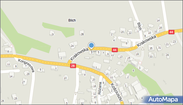 Zator, Krakowska, 3, mapa Zator