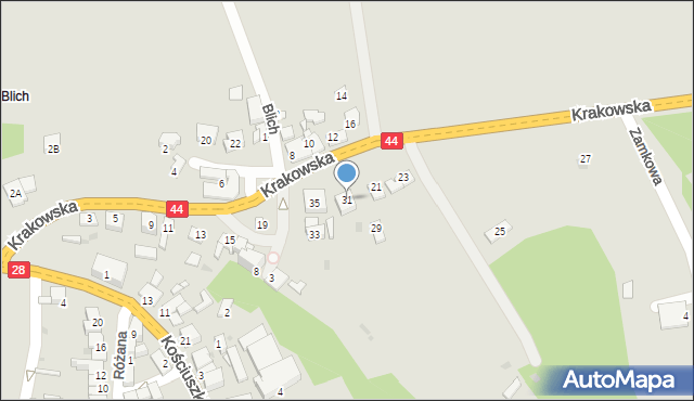 Zator, Krakowska, 31, mapa Zator