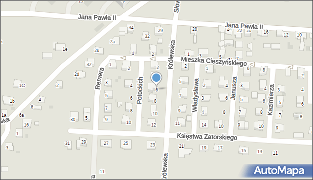 Zator, Królewska, 6, mapa Zator