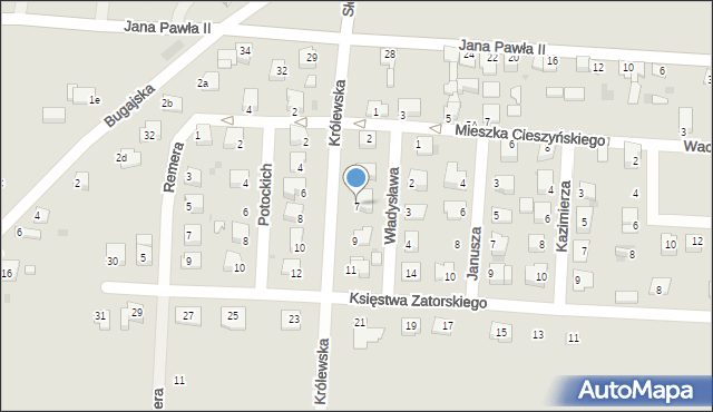 Zator, Królewska, 7, mapa Zator