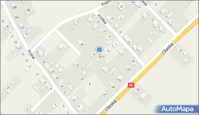 Zawada, Krótka, 5, mapa Zawada