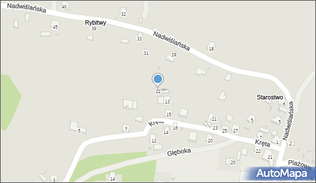 Zawichost, Kręta, 11, mapa Zawichost