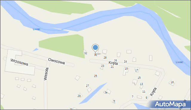 Zawiszyn, Kręta, 30, mapa Zawiszyn