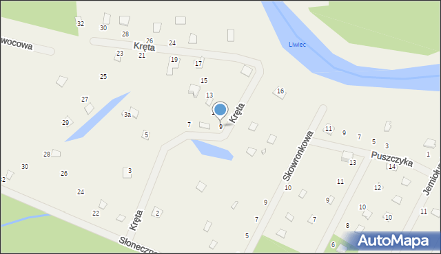 Zawiszyn, Kręta, 9, mapa Zawiszyn