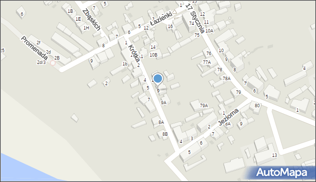 Zbąszyń, Krótka, 9, mapa Zbąszyń