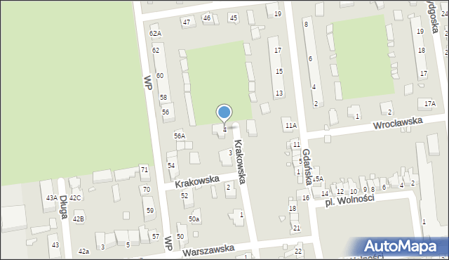 Zbąszynek, Krakowska, 4, mapa Zbąszynek