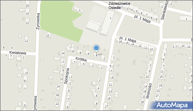 Zdzieszowice, Krótka, 4, mapa Zdzieszowice