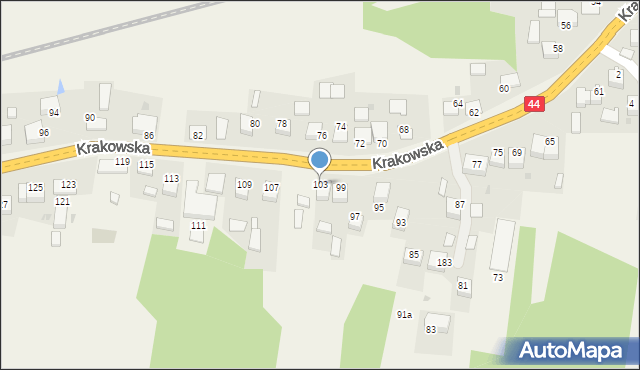 Zelczyna, Krakowska, 103, mapa Zelczyna