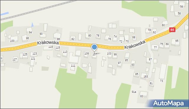Zelczyna, Krakowska, 107, mapa Zelczyna