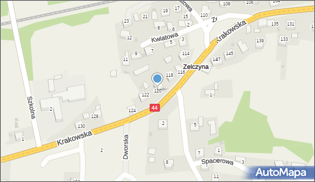 Zelczyna, Krakowska, 120, mapa Zelczyna
