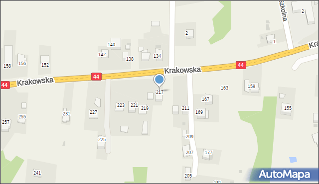Zelczyna, Krakowska, 217, mapa Zelczyna