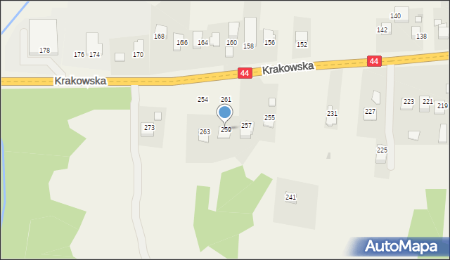 Zelczyna, Krakowska, 259, mapa Zelczyna