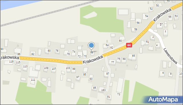 Zelczyna, Krakowska, 68, mapa Zelczyna