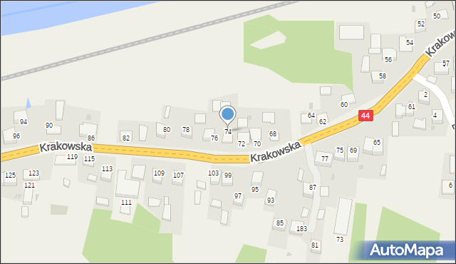 Zelczyna, Krakowska, 74, mapa Zelczyna