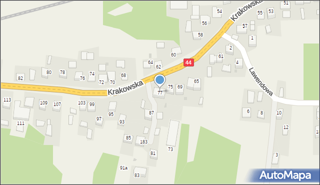 Zelczyna, Krakowska, 77, mapa Zelczyna