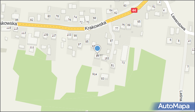 Zelczyna, Krakowska, 85, mapa Zelczyna