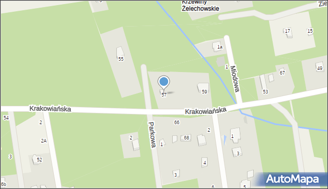 Żelechów, Krakowiańska, 57, mapa Żelechów