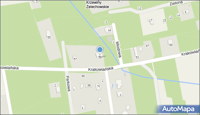 Żelechów, Krakowiańska, 59, mapa Żelechów