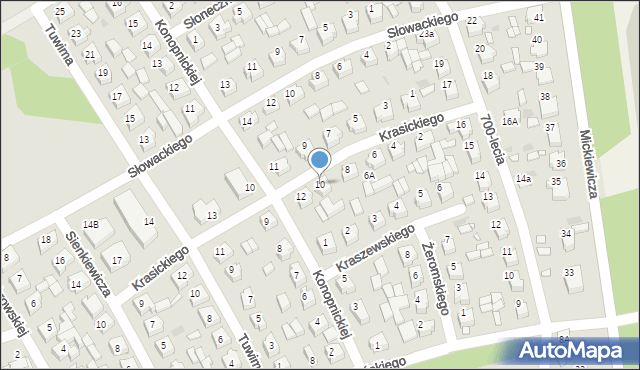 Żerków, Krasickiego Ignacego, bp., 10, mapa Żerków