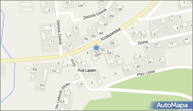 Zerwana, Krakowska, 320, mapa Zerwana