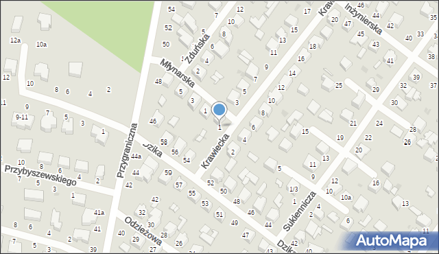 Zgierz, Krawiecka, 1, mapa Zgierz