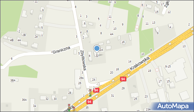 Zgłobice, Krakowska, 22, mapa Zgłobice