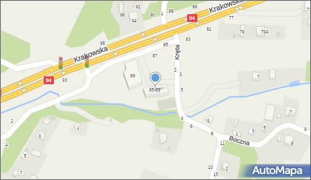 Zgłobice, Krakowska, 85-89, mapa Zgłobice