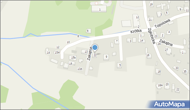 Zgłobice, Krótka, 11, mapa Zgłobice