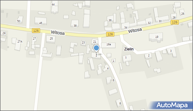 Zielin, Krótka, 2, mapa Zielin