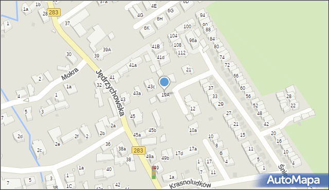 Zielona Góra, Krasnoludków, 19A, mapa Zielona Góra