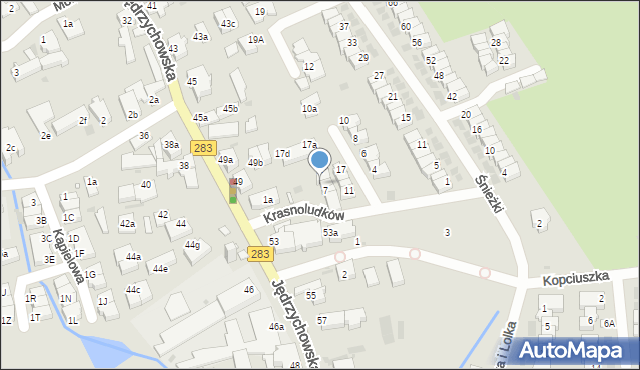 Zielona Góra, Krasnoludków, 5, mapa Zielona Góra