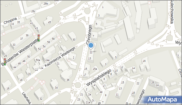 Zielona Góra, Króla Bolesława Chrobrego, 11, mapa Zielona Góra