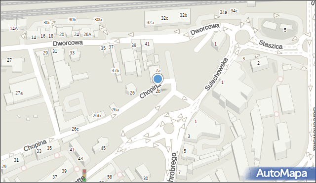 Zielona Góra, Króla Bolesława Chrobrego, 2b, mapa Zielona Góra