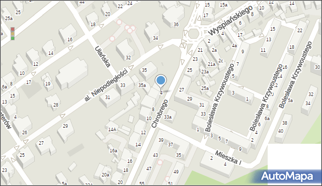 Zielona Góra, Króla Bolesława Chrobrego, 4, mapa Zielona Góra