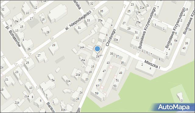 Zielona Góra, Króla Bolesława Chrobrego, 14, mapa Zielona Góra