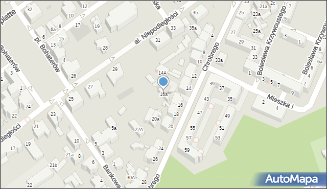 Zielona Góra, Króla Bolesława Chrobrego, 16a, mapa Zielona Góra