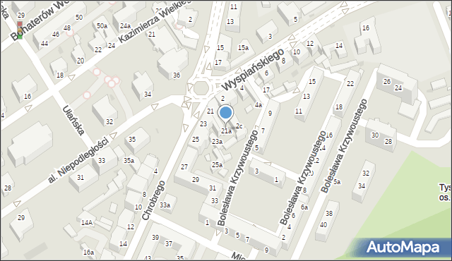 Zielona Góra, Króla Bolesława Chrobrego, 21a, mapa Zielona Góra