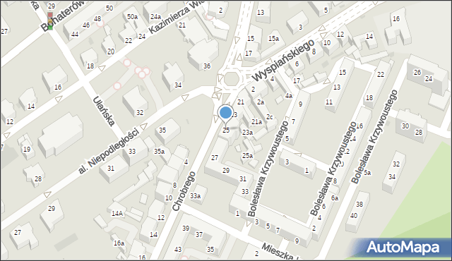 Zielona Góra, Króla Bolesława Chrobrego, 25, mapa Zielona Góra