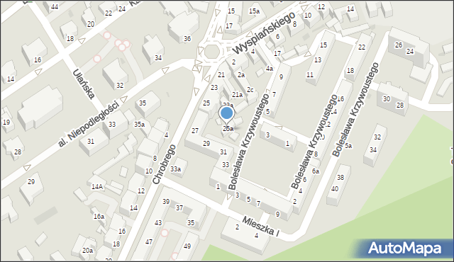 Zielona Góra, Króla Bolesława Chrobrego, 25a, mapa Zielona Góra