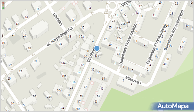 Zielona Góra, Króla Bolesława Chrobrego, 33a, mapa Zielona Góra