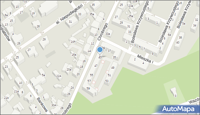 Zielona Góra, Króla Bolesława Chrobrego, 43, mapa Zielona Góra