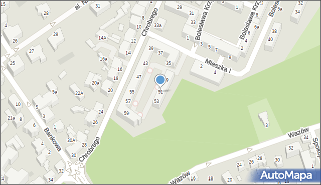 Zielona Góra, Króla Bolesława Chrobrego, 51, mapa Zielona Góra
