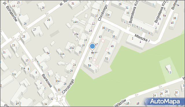 Zielona Góra, Króla Bolesława Chrobrego, 55, mapa Zielona Góra