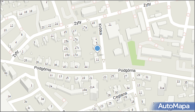 Zielona Góra, Krótka, 9, mapa Zielona Góra