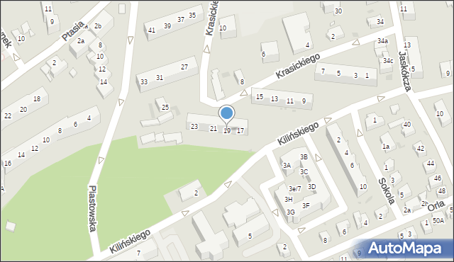 Zielona Góra, Krasickiego Ignacego, bp., 19, mapa Zielona Góra