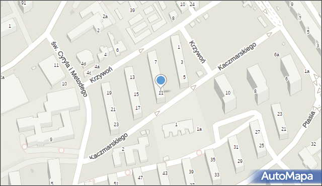 Zielona Góra, Krzywoń Anieli, 11, mapa Zielona Góra