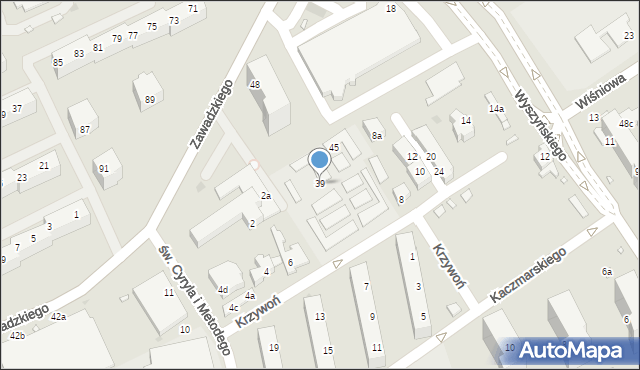 Zielona Góra, Krzywoń Anieli, 39, mapa Zielona Góra