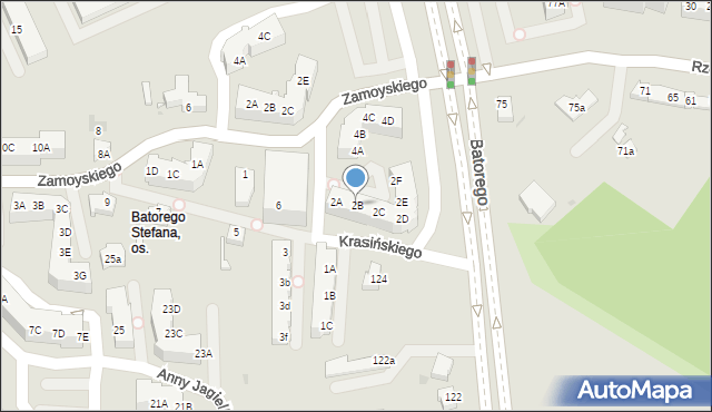 Zielona Góra, Krasińskiego Zygmunta, 2B, mapa Zielona Góra
